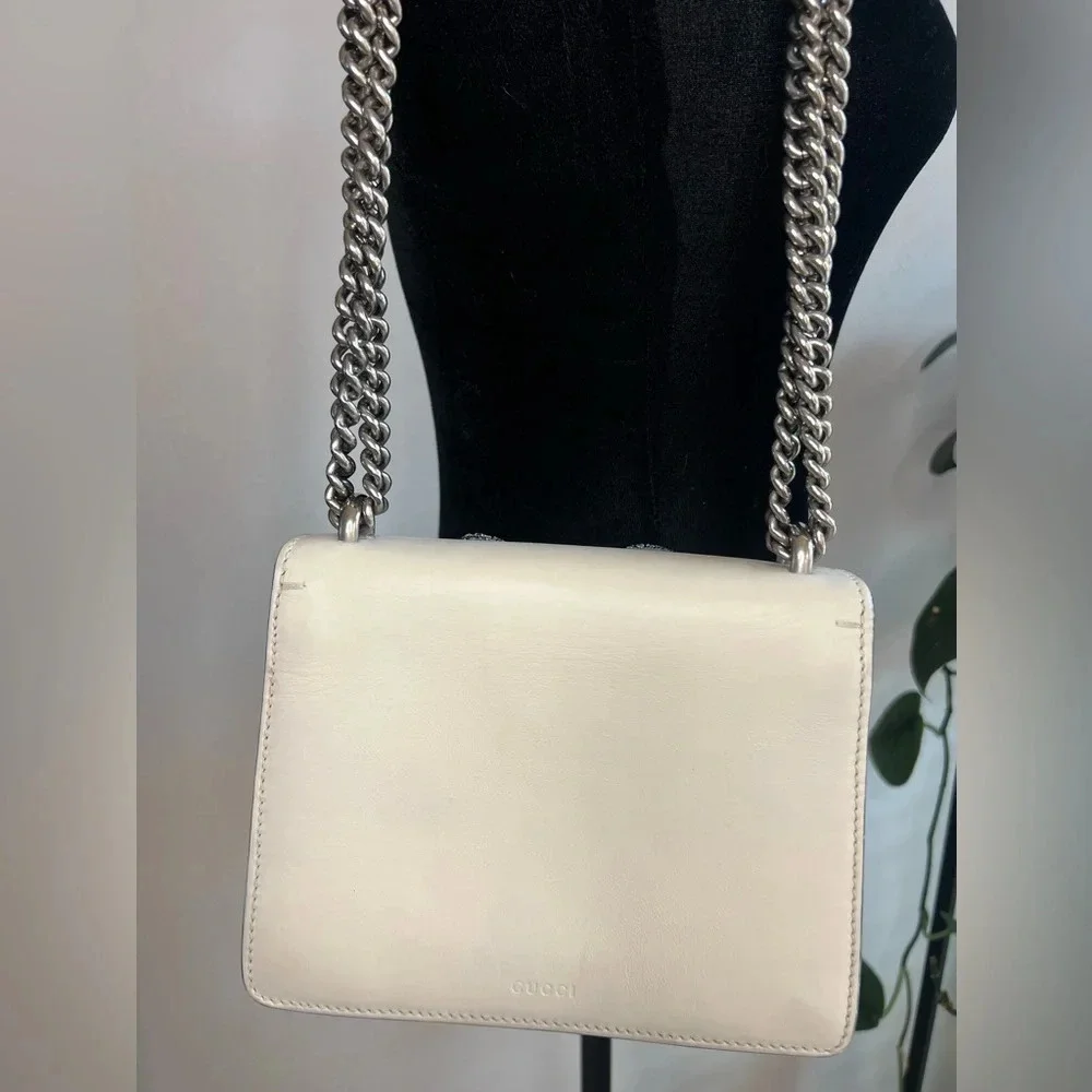 GUCCI Calfskin Crystal Snake Embroidered Dionysus Shoulder Bag White Red Blue - Picture 4 of 16